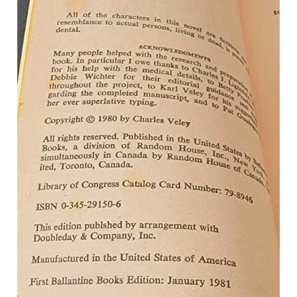 1981 Night Whispers by Veley, Charles 1st Edition Classic Mystery Paperback Book - Picture 7 of 7